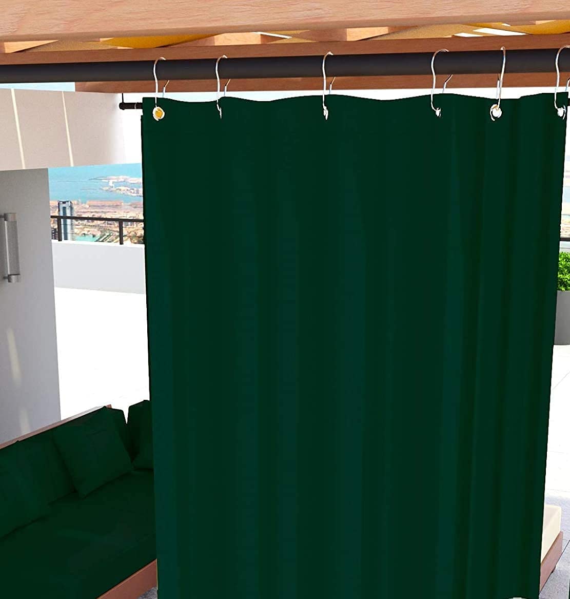 Cortina de Sol a Rayas en caída balcón Ventana terraza con Kit de 6 Anillas y Ganchos de Tejido Resistente a desgarros de Exterior para Puerta de casa jardín Bar Pub cenador Medidas 145x250 cm Aprox