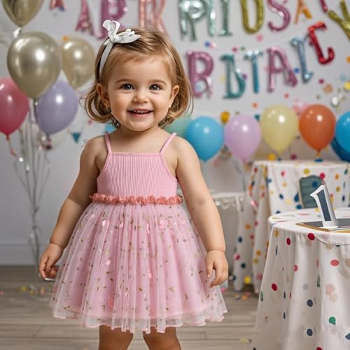 ChuYuKu Toddler Baby Girl Sleeveless Dress Princess Tulle Dresses Summer Outfit for Cake Smash 1st Birthday Gift 6M - 3T3