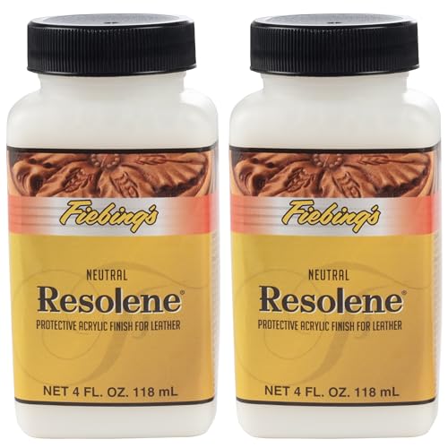 Fiebing's Acrylic Resolene (Neutral 2 Pack, 4 oz Each) - Protective Acrylic Leather Finisher - Glossy Top Coat for Dyed & Polished Leathercraft - Flexible, Durable, Water Resistant for Boots, Couch