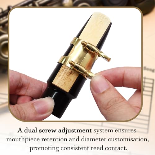 Jersvimc 4Pcs Brass Alto Sax Ligature Gold Alto Saxophone Ligature, Bass Clarinet Ligatures Saxophone Accessories Fastener for Music Mouthpiece Instrument - Thumbnail 4