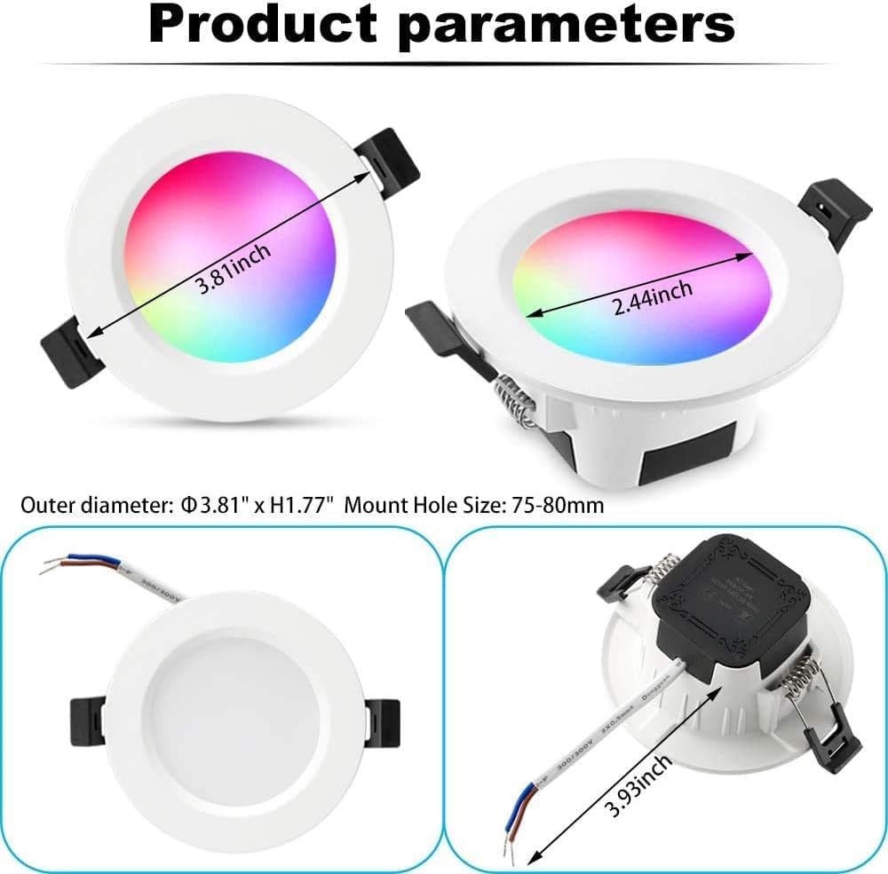 Einbaustrahler Led 10er Set, 5W 230V Smart Bridge + Bedienfeld | RGBCW Dimmbar, Mit Fernbedienung, Bluetooth/WLAN Steuerung per App, Mesh-Netzwerk