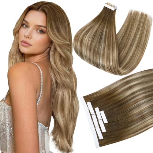 Ve Sunny Extensions Tape in Balayage Light Brown With Blonde 20inch Remy