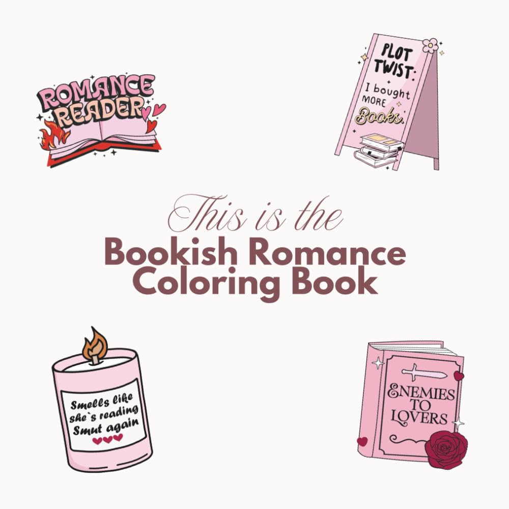 Bookish romance coloring book