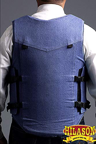 Hilason Safety Bull Riding Vest Protective Leather Dark Denim | Bull Riding Gear | Leather Vest | Riding Vest Equestrian | Horse Riding Protective Vest #TOP5