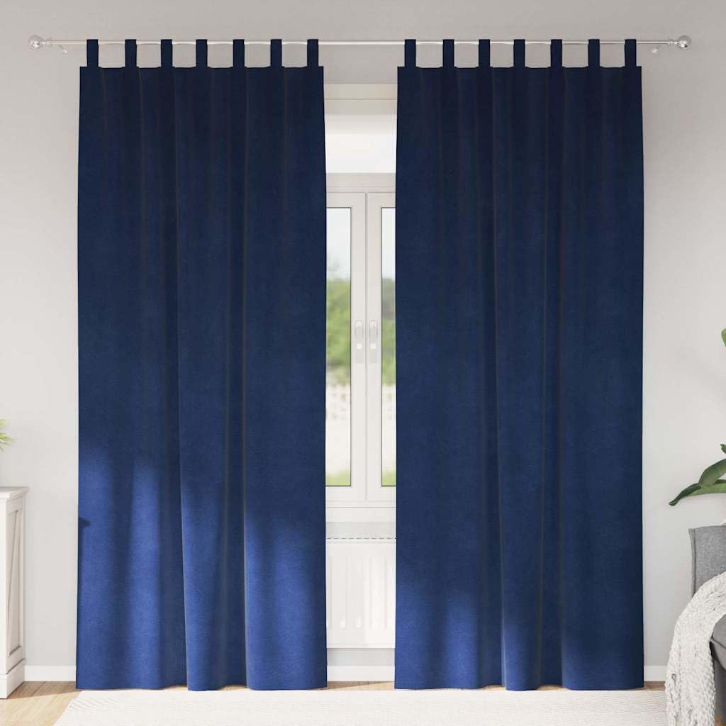 Cortinas opacas 2 unidades azul oscuro 140 x 260 cm de terciopelo con trabillas de tela, cortinas de fácil cuidado para dormitorio, salón, bloquean la luz