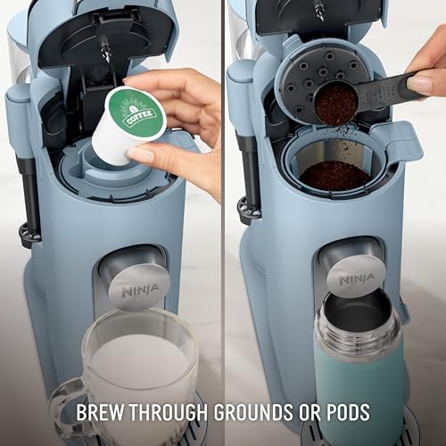 Ninja Pod & Grounds XL Coffee Maker, K-Cup Compatible, Denim Blue, PB055ABL