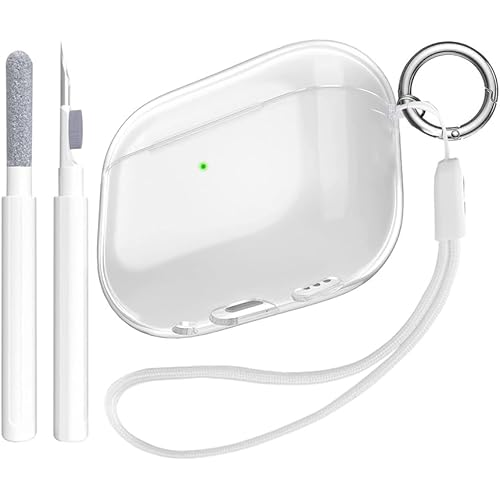 Clear Case for AirPods 4 Cover with Active Noise Cancellation, TPU Protective Apple Airpod 4th Generation Case with Keychain&Cleaner Kit