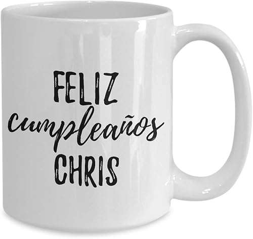 Miniatura 2 de Feliz Cumpleanos Chris Mug Spanish Happy Birthday Personalized Name Gift Coffee Tea Cup Large 15 Oz