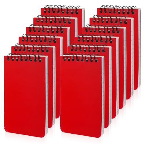 Image of 12 Pack mini Spiral Steno Pads,3x5 Inch Small Pocket Notebooks,75 Sheets /150 Pages College Ruled Lined Note Pads For Kids Adults Outdoor,Home,School,Office (Red)