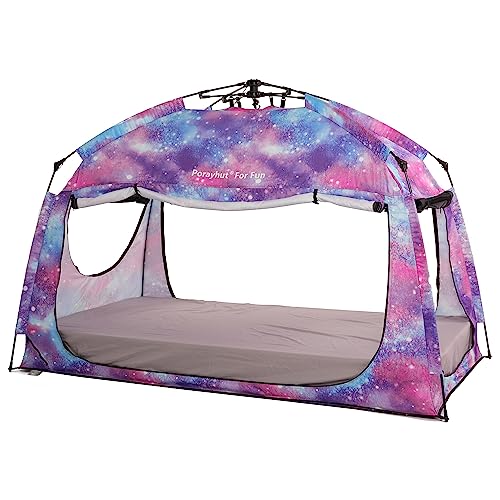 Indoor Instant Privacy Bed Tent For Sleeping,Quick Set-Up Bed Canopies,Portable Bed Drapes With Large Space And 3 Doors (Galaxy, Twin) #TOP3