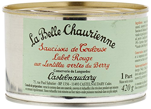 La Belle Chaurienne Saucisses de Toulouse Label Rouge aux Lentilles Vertes du Berry 420 g - Lot de 3 Cover