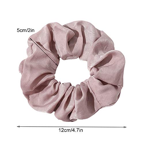 Image of Silk Satin Scrunchies Women Hair Ties - Ivyu Big Scrunchy Ponytail Holder No Crease Hair Bands Soft Elastic No Hurt Your Hair for Vsco Girl Women White Black Gray Pink
