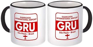 Brazil Guarulhos Airport São Paulo GRU Brasil : Gift Mug Travel Airline Pilot - White w/Black Handle