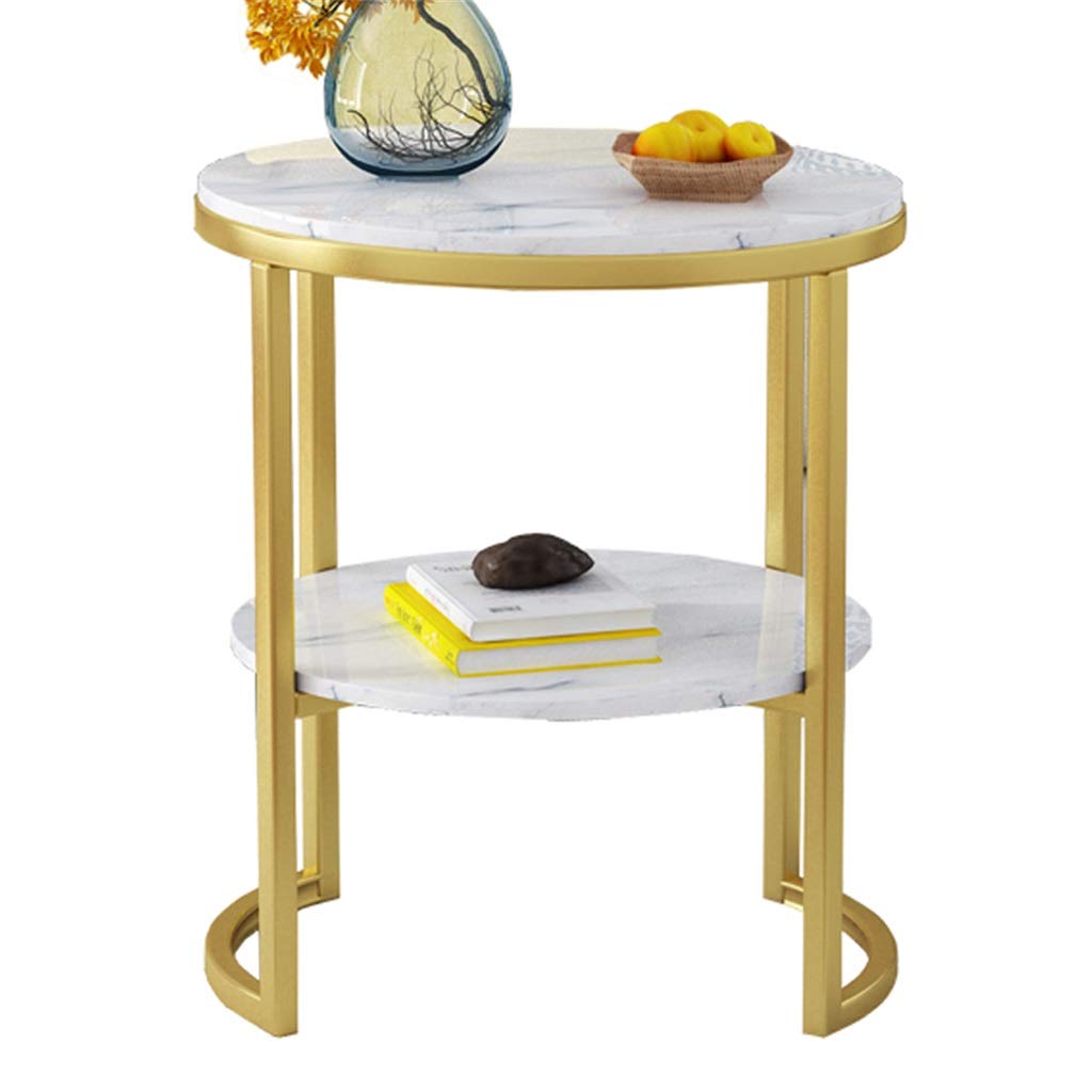 Round Side Table,Marble Side End Table,Nightstand with Metal Leg,Modern Design Bedroom Furniture