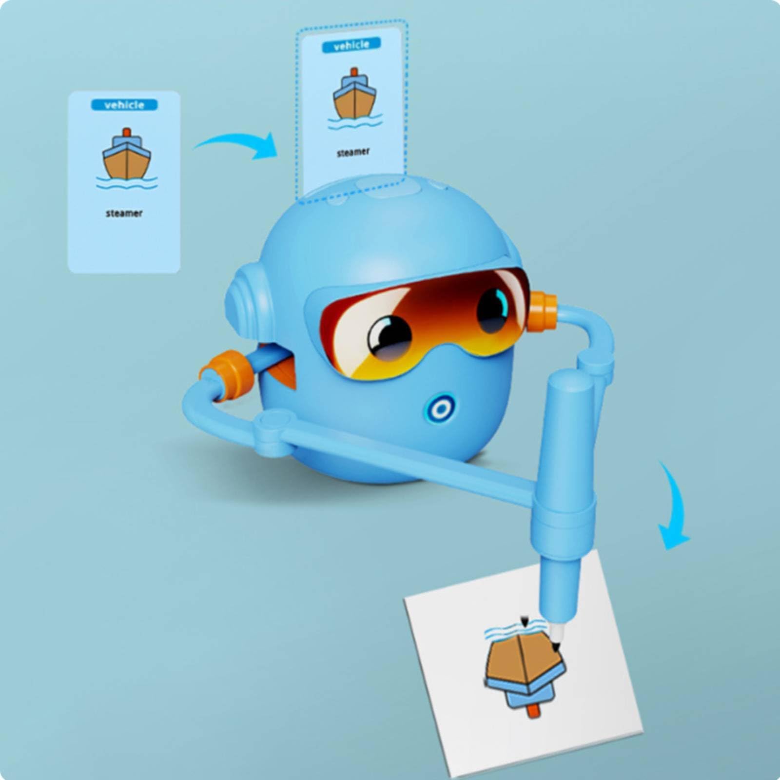 Robot da Disegno per Bambini Giocattolo Arte Interattiva Didattico Completo Lettura Rapida Carte 0.3s Motorizzati Pratica Del 100 Schede Incluse, Rosa, Senza Penne