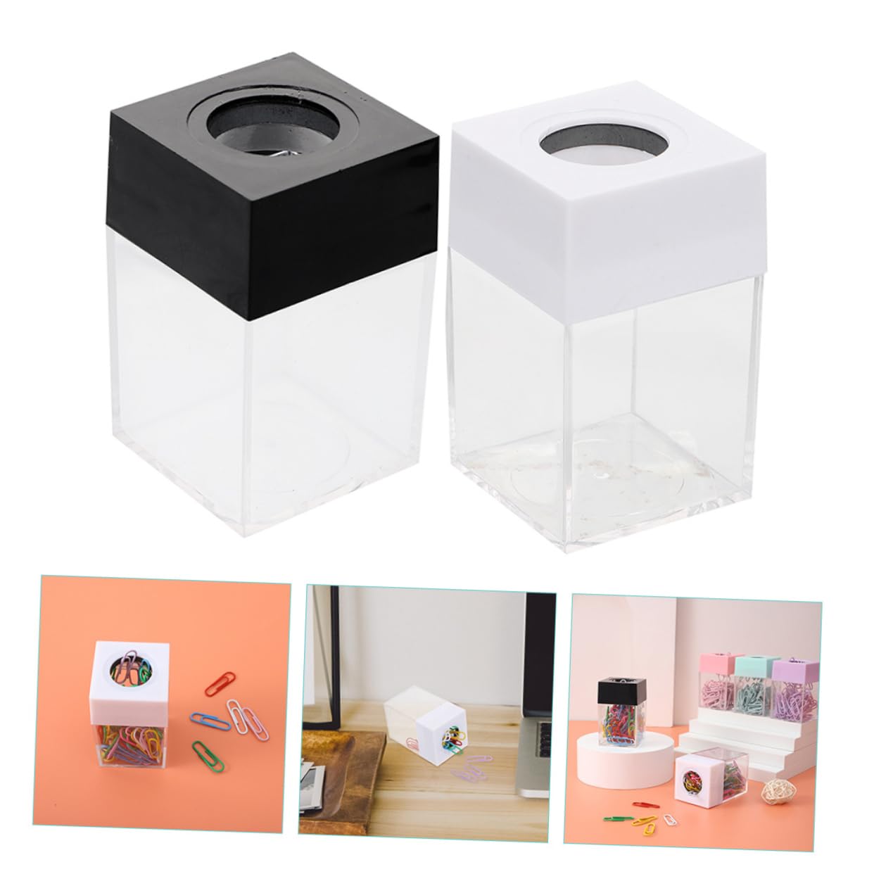 10piezas Organizador Magnético De Clips Recipiente Transparente Para Almacenamiento De Clips y Accesorios De