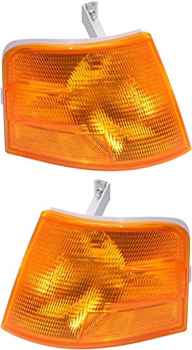 Evan Fischer Driver and Passenger Side Turn Signal Light Set of 2 Compatible with 1998-1999 Volvo VN, 2000-2011 Volvo VNL & Volvo VNM Lens and Housing, Amber Lens - VO2551106||VO2550106