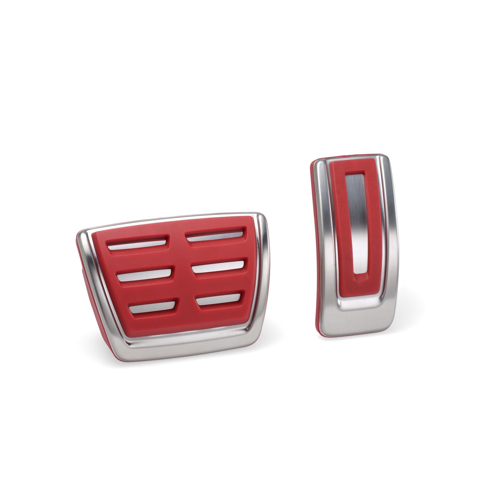 Volkswagen 5H1064205 Pedalkappen GTI Design Edelstahl DSG Pedal-Set Gaspedal Bremspedal, 2-teilig, silber/rot