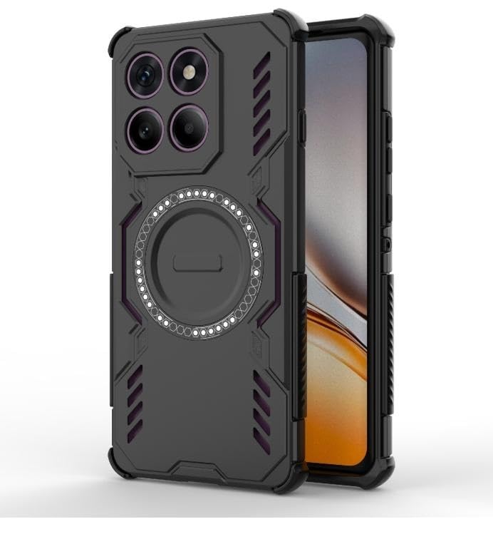 Image of SPAZY CASE Moto G77 Power Back Cover |Rugged Shockproof Armor Case with Magnetic Metal Ring Supports Magsafe Charger & Car Mount | Military Grade Protection | Black