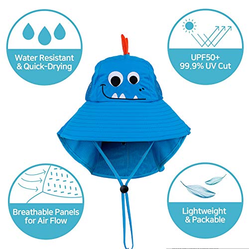 Kids Sun Hat UPF 50+ Boy Girl Protection Hat Wide Brim Beach Hats with Mesh and Adjustable Chin Strap3