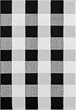 EARTHALL Buffalo Plaid Rug Black and White Rug Cotton, Hand-Woven Buffalo Check Rug Runner, Hallway Runner, Washable Plaid Outdoor Rug Entryway/Front Porch/Kitchen/Bathroom/Bedroom (23.6