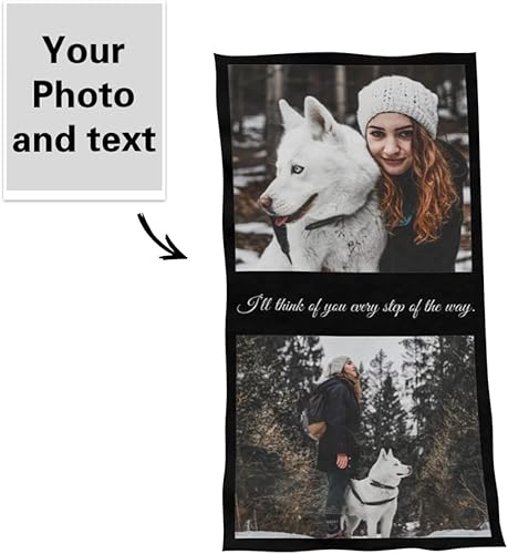 Miniatura 3 de Shapoo, Toalla de playa personalizada con 2 fotos, toalla de baño con nombre personalizado con fototexto, toalla de piscina de microfibra de 30 x 60