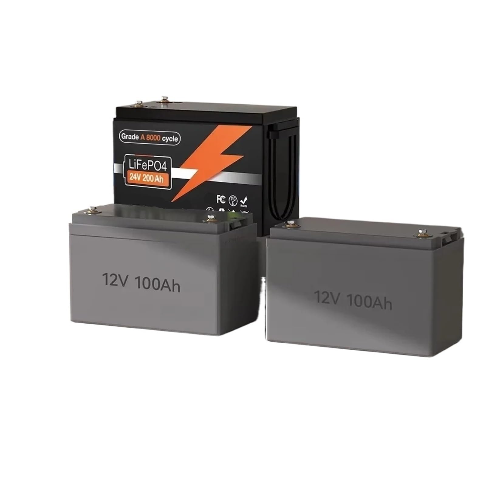 Batteria LiFePO4 Da 24 V 200 Ah, Protezione BMS Integrata Da 200 A, Ideale For Camper/camper, Motori For Pesca Alla Traina, Solare Off-grid, Nautica/barca(24V LiFePO4 200Ah)