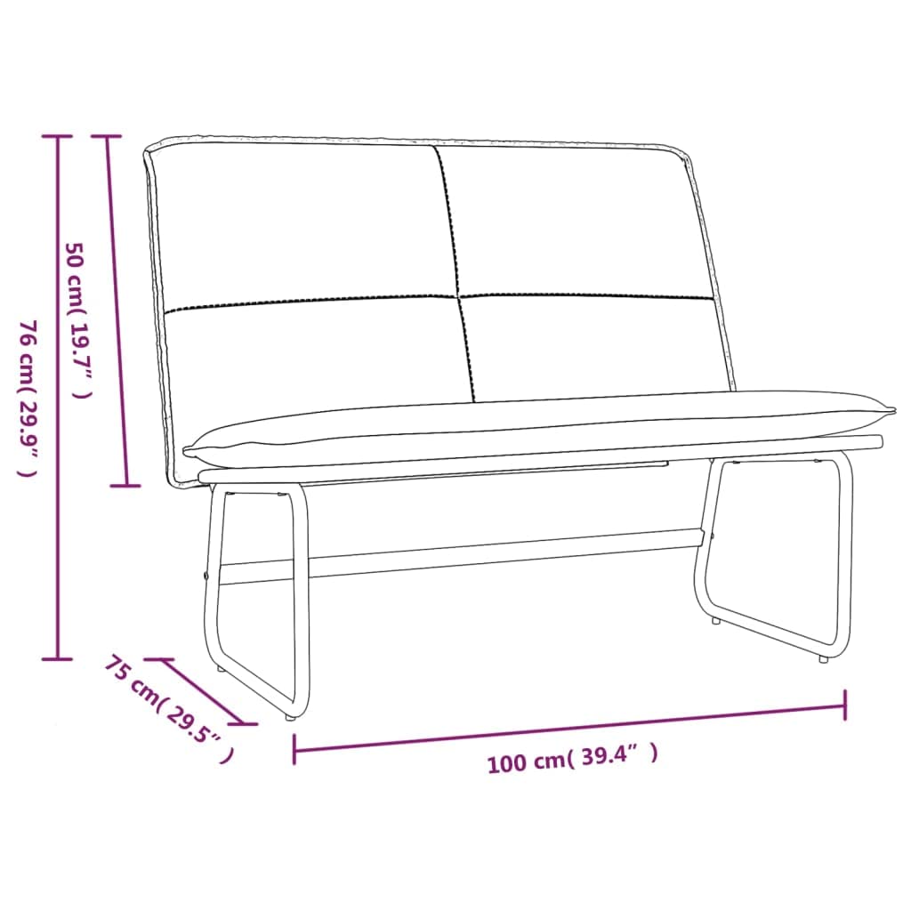 vidaXL Banc Noir 100x75x76 cm Similicuir, siège de Banc, Banc d'entrée, Banc de Salle à Manger, Chaise de Banc, bancs d'entrée, siège de Salon