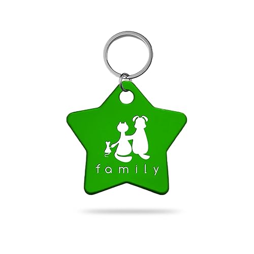 MACOS Engraved Personalised Star Pet Tag for Dogs and Cats [Green]