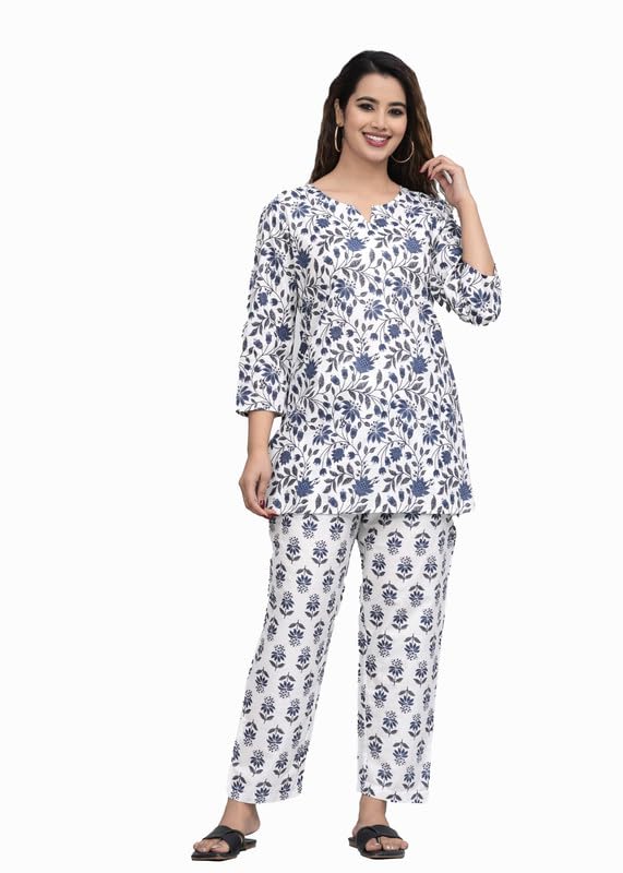 Image of Cotton Printed Night Suit for Women's Shirt and Pyjama Set Sleep wear Set for Womens and Girls