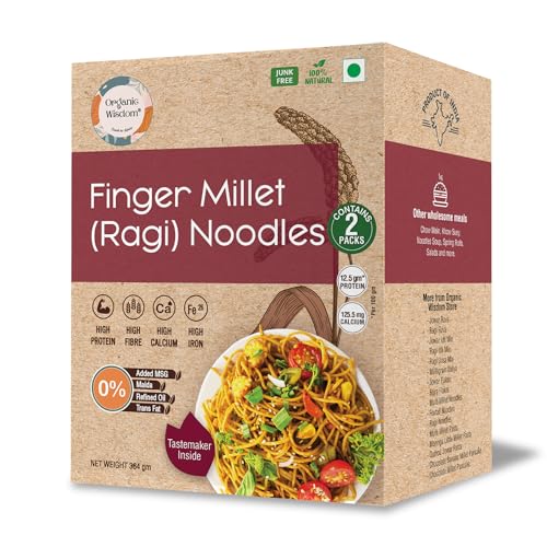 Image of Wisdom Roots Ragi & Foxtail Millet Noodles Combo Pack, 384g each |Tastemaker Inside | No Maida, MSG or Refined Oil|Rich in Calcium, Protein & Fiber|Healthy Instant Noodles