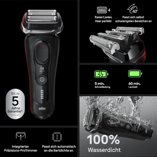 Braun Rasierer Herren Elektrisch Series 9 Sport, 9100si, Schwarz – Ansicht 4