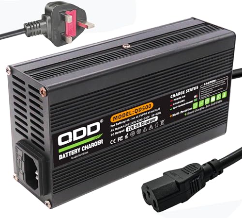 QDD 72V 5A Charger 72V 82.8V Lead Acid Battery Charger Black Aluminum Case for 72V Lead Acid Battery with Cooling Fan
