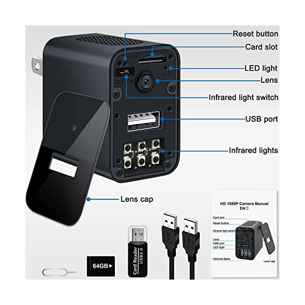 LXKFA 64GB Nanny Cam Charger - 1080P HD USB Charger Hidden Camera - Mini Spy Cam with Night Vision - Small Secret Camera - Image 8