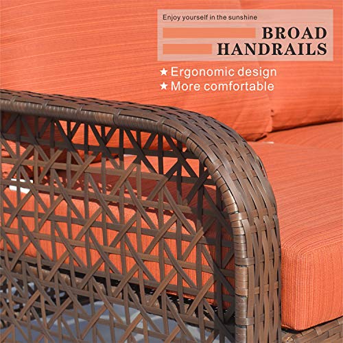 Ovios OVIOS-007 Patio Furniture Sets 4 Pcs Outdoor Wicker Rattan Sofa thumb #3