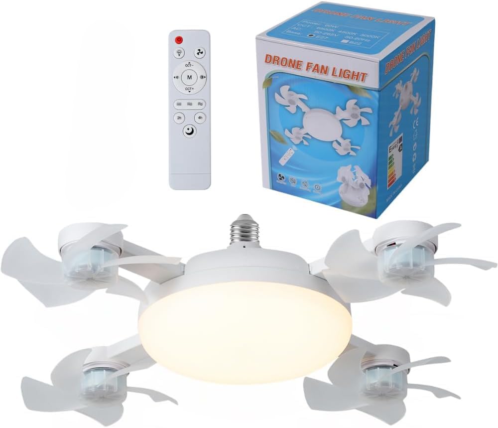 Regulowany wentylator sufitowy LED z pilotem do salonu lub sypialni