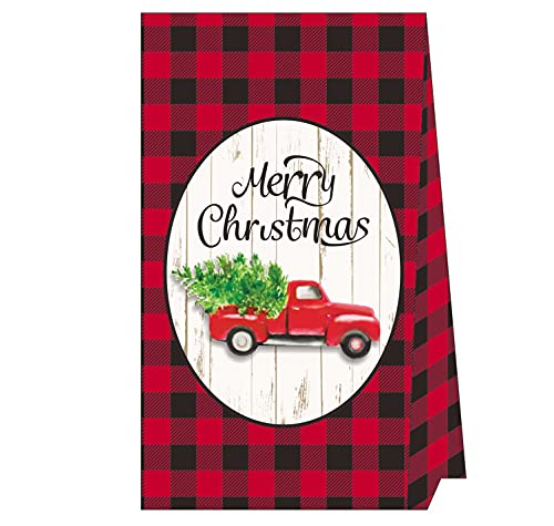 Iconikal Buffalo Plaid With Red Truck Paper Treat Bags, Red, 40-Count Set #TOP2