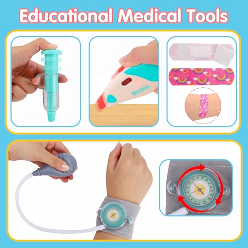 Tsomtto 660-80 Doctor Kit For Toddlers 3-5 - Kids Doctor Play Set With Medical Bag & Realistic Stethoscope Light Dr Kit For Toddler Pretend Play Doctor Toys Age 3 4 5 6 Year Old Boy Girl Birthday Gift thumb #4