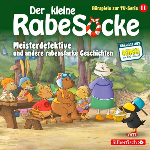 Diseño de la portada del título Meisterdetektive und andere rabenstarke Geschichten. Das H&ouml;rspiel zur TV-Serie