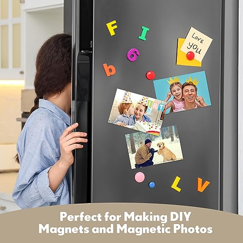 Image of Macarrie 4 x 6 Adhesive Magnetic Sheets with Adhesive Backing Cuttable Magnetic Paper Stickers Flexible Peel and Stick for Picture Crafts Die Storage Photos(200 Pcs)