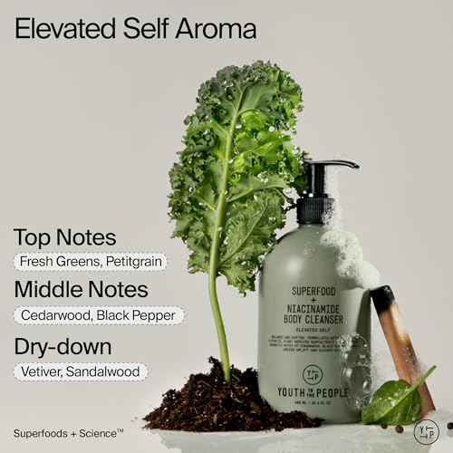 Youth To The People Superfood + Niacinamide Body Wash - Kale + Green Tea Cleanser with Nourishing Vitamins + Antioxidants, Improves Skin Texture + Dullness, Earthy + Woody Scent for Body, Vegan - Image 7