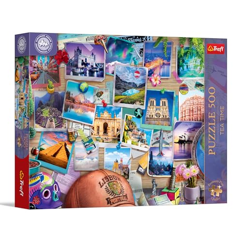 Rompecabezas Trefl Travel Memories de 500 piezas, 18,9" x 13,4", Calidad Premium Plus: Tea Time, Campeonato Europeo de Rompecabezas, Serie de imágenes pintadas con nostalgia, para mayores de 10 años miniatura 1