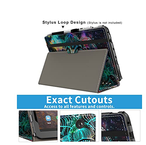 Vori Case For All-New Amazon Fire Hd 10 Tablet (11Th Generation 2021 Release) And Fire Hd 10 Plus 2021, Slim Folding Stand Folio Cover With Auto Wake/Sleep & Hand Strap For Fire 10.1 Inch, Mandala #TOP4