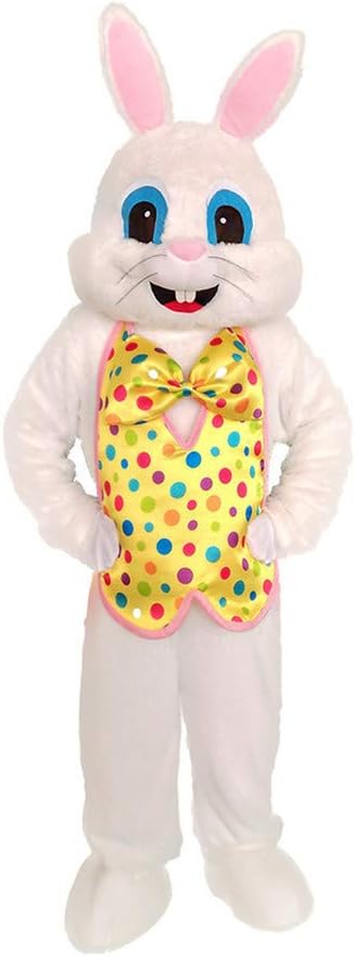 Easter Bunny Costume Rabbit Mascot Costume Halloween Adult Yellow Vest…