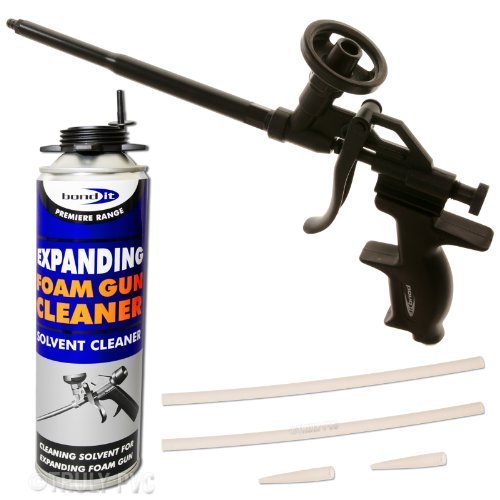 Image of PTFE Teflon Coated Expanding Foam Gun & 500ml Solvent Cleaner Heavy Duty Contractor