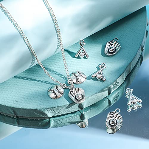 Junkin 120 Pieces Alloy Baseball Charms Silver Softball Charms Baseball Glove Bat Charms Antique Softball Beads Sports Theme Pendants For Bracelet Necklace Earring Diy Jewelry Making, 3 Styles #TOP4