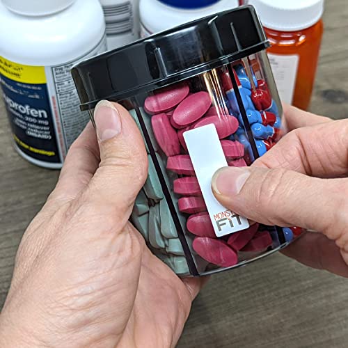 Image of Supplement Pill Dispenser Bottle, 6 Compartment, Labels, Easy Open, Anti-Mixing, Monthly Vitamin Organizer, Monster Fit Jr Medication Holder (Clear, Small)