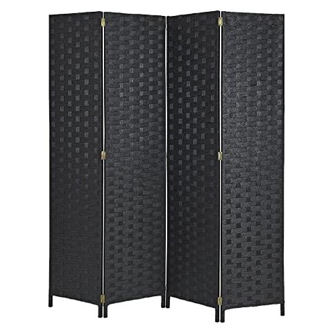 Britoniture Hand Made Wicker Room Divider Separator Privacy Screen Panel Solid Weave (4, Black) Cover