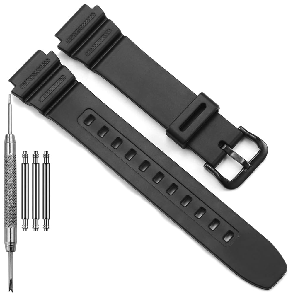 Natural Resin Strap Compatible with Casio F108WH AE1200WH AE-1300WH WS1600H AE1000W A158WA A168WA-1 Watch Band Waterproof Replacement Bracelet