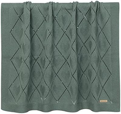 Hadetoto Baby Blanket 100% Cotton Baby Cellular Blanket - Dark Green